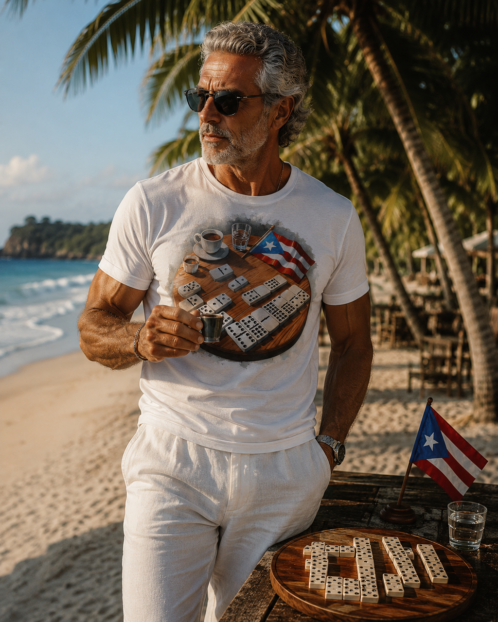 Puerto Rican Domino Beach Vibes Tee